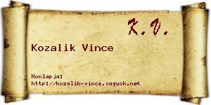 Kozalik Vince névjegykártya